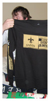 Showing off new Saints shirt, Christmas morning 2010.