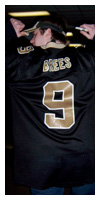 Showing off his #9 Drew Brees jersey